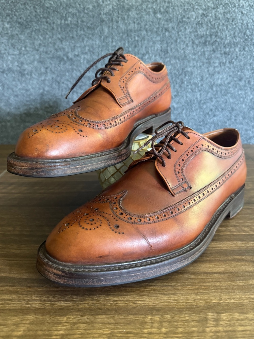 McAfee Shoes Wingtip Brogue Oxford Dress Shoes Brown Leather England UK 10.5